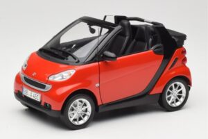 Smart Fortwo W451 Kabrioletas Raudonas Juodas Minichamps 1:18 150036333 Metalas