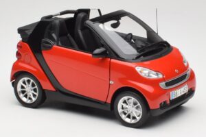 Smart Fortwo W451 Kabrioletas Raudonas Juodas Minichamps 1:18 150036333 Metalas - nuotrauka 6 iš 8