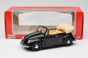 Volkswagen Vabalas Kabrioletas Juodas Maisto 1:18 37800-M6 Metalas - nuotrauka 8 iš 8
