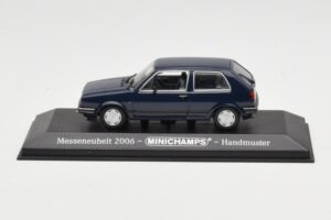 Volkswagen Golf Mk2 Mėlynas Parodos Pavyzdys Minichamps 1:43 GOLFHANDMUSTER Metalas