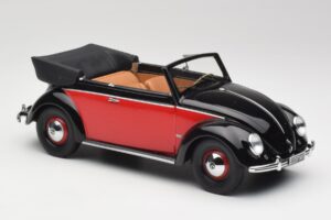 Volkswagen Beetle Kabrioletas Juodas & Raudonas Minichamps 1:18 107054132 Derva - nuotrauka 4 iš 6