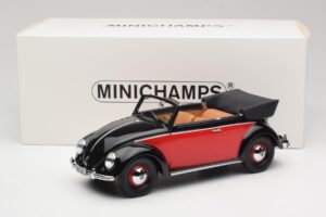 Volkswagen Beetle Kabrioletas Juodas & Raudonas Minichamps 1:18 107054132 Derva - nuotrauka 6 iš 6
