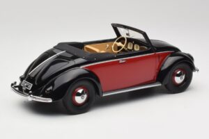 Volkswagen Beetle Hebmuller Kabrioletas Juodas & Raudonas Minichamps 1:18 107054230 Derva - nuotrauka 2 iš 6
