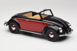 Volkswagen Beetle Hebmuller Kabrioletas Juodas & Raudonas Minichamps 1:18 107054230 Derva - nuotrauka 4 iš 6