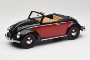 Volkswagen Beetle Hebmuller Kabrioletas Juodas & Raudonas Minichamps 1:18 107054230 Derva
