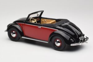 Volkswagen Beetle Hebmuller Kabrioletas Juodas & Raudonas Minichamps 1:18 107054230 Derva - nuotrauka 5 iš 6
