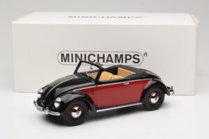Volkswagen Beetle Hebmuller Kabrioletas Juodas & Raudonas Minichamps 1:18 107054230 Derva - nuotrauka 6 iš 6