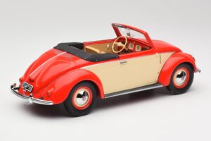 Volkswagen Beetle Hebmuller Kabrioletas Raudonas & Kreminė Minichamps 1:18 107054231 Derva - nuotrauka 2 iš 6