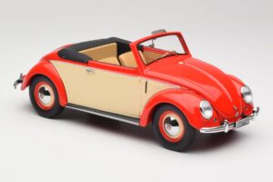 Volkswagen Beetle Hebmuller Kabrioletas Raudonas & Kreminė Minichamps 1:18 107054231 Derva - nuotrauka 4 iš 6