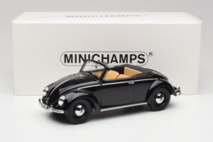 Volkswagen Beetle Type 1 Hebmuller Kabrioletas Juodas Minichamps 1:18 107054232 Metalas - nuotrauka 6 iš 6