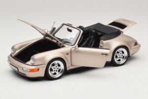 Porsche 911 964 Turbo Look Kabrioletas Zermatt Silver Norev 1:18 187140 Metalas - nuotrauka 2 iš 8