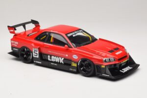 Nissan Skyline ER34 LB Super Silhouette Active Red GT Spirit 1:18 GT570 Derva - nuotrauka 4 iš 6