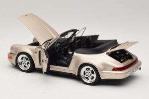 Porsche 911 964 Turbo Look Kabrioletas Zermatt Silver Norev 1:18 187140 Metalas - nuotrauka 5 iš 8