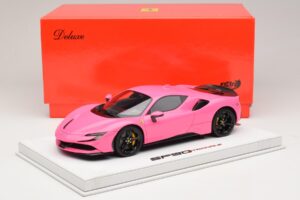 Ferrari SF90 Pack Fiorano Blizgus Qatar Pink BBR 1:18 RACELINE137 Derva - nuotrauka 7 iš 7