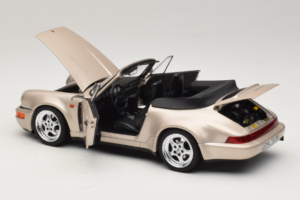 Porsche 911 964 Turbo Look Kabrioletas Zermatt Silver Norev 1:18 187140 Metalas - nuotrauka 5 iš 8