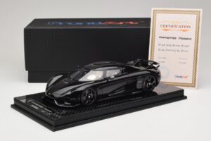 Koenigsegg Regera Juodas Anglies Pluošto Paketas Béžinis Salonas FrontiArt 1:18 REMC042 Derva - nuotrauka 7 iš 7