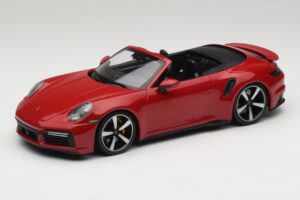Porsche 911 992 Turbo S Kabrioletas Tamsiai Raudonas Minichamps 1:18 PORSCHE007 Metalas