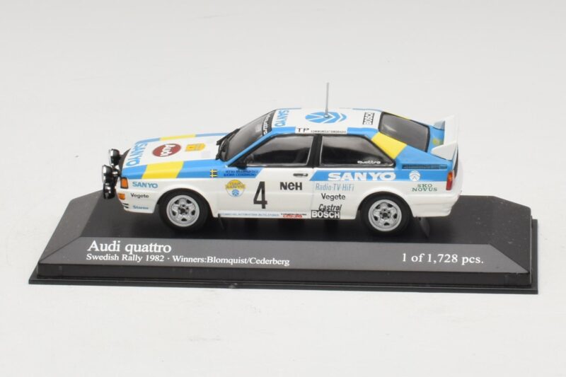 Audi Quattro #4 S. Blomqvist / B. Cederberg Rally Sweden Winner 1982 Minichamps 1:43 Audi Quattro #4 S. Blomqvist / B. Cederberg Rally Sweden Winner 1982 Minichamps 1:43 430821904 Metalas