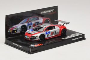 Audi R8 LMS GT3 #99 F. Biela / M. Fassler Phoenix Racing 24 Hours of Nurburgring 2010 Minichamps 1:43 437101999 Metalas - nuotrauka 2 iš 5