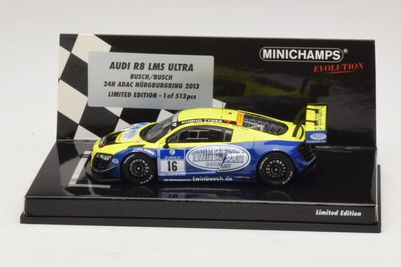 Audi R8 LMS Ultra #16 Busch 24 Hours of Nurburgring 2013 Minichamps 1:43 Audi R8 LMS Ultra #16 Busch 24 Hours of Nurburgring 2013 Minichamps 1:43 437130116 Metalas