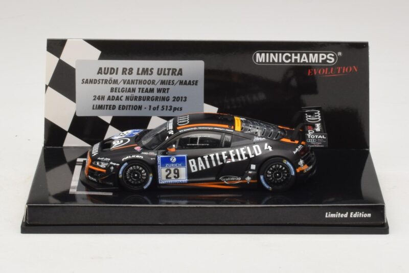 Audi R8 LMS Ultra #29 Team WRT Sandstorm L. Vanthoor 24 Hours of Nurburgring 2013 Minichamps 1:43 Audi R8 LMS Ultra #29 Team WRT Sandstorm L. Vanthoor 24 Hours of Nurburgring 2013 Minichamps 1:43 437130129 Metalas