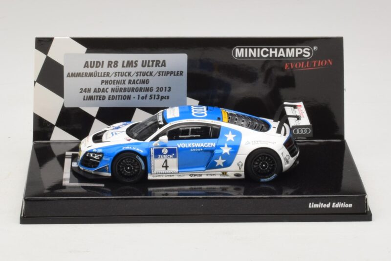 Audi R8 LMS Ultra #4 Phoenix Racing Ammermuller / H-J. Stuck 24 Hours of Nurburgring 2013 Minichamps 1:43 Audi R8 LMS Ultra #4 Phoenix Racing Ammermuller / H-J. Stuck 24 Hours of Nurburgring 2013 Minichamps 1:43 437131304 Metalas