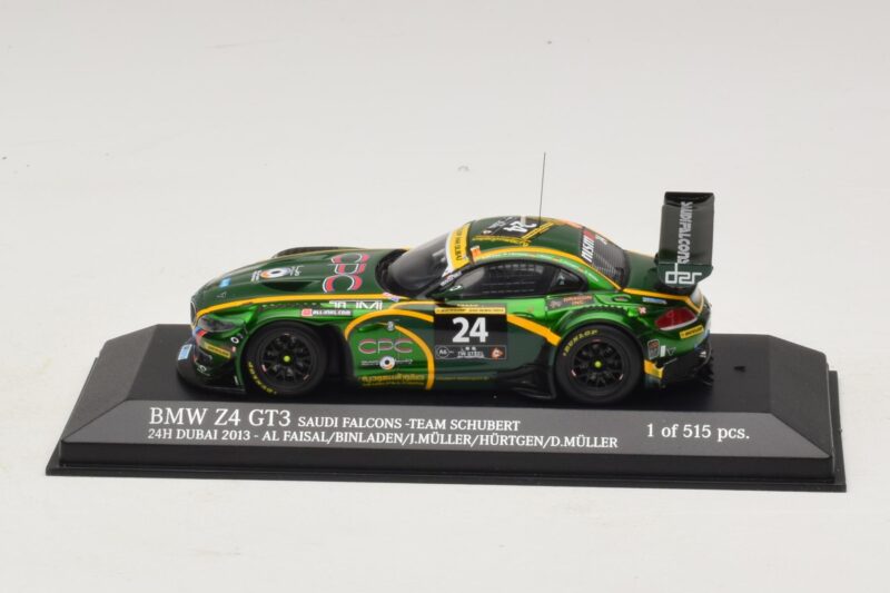 BMW Z4 GT3 Saudi Falcons #24 Al Faisal / Binladen 24 Hours of Dubai 2013 Minichamps 1:43 437132424 Metalas