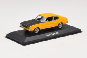 Ford Capri Mk1 RS Geltona su Juodu Gaubtu Maxichamps 1:43 940085800 Metalas - nuotrauka 2 iš 4