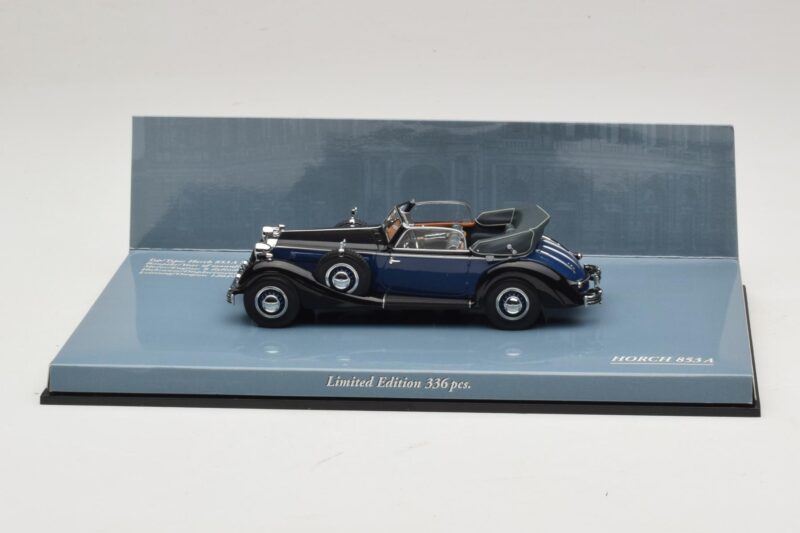 Horch 853 A Sport Cabriolet Juodas Mėlynas Minichamps 1:43 436012036 Metalas