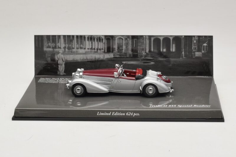 Horch 855 Spezial Roadster Sidabrinis Raudonas Minichamps 1:43 436014206 Metalas