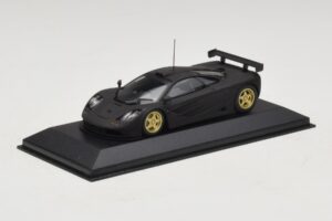 McLaren F1 GTR Prototype Juoda Matinė Su Auksiniais Ratlankiais Minichamps 1:43 MCLAREN008 Metalas