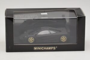 McLaren F1 GTR Prototype Juoda Matinė Su Auksiniais Ratlankiais Minichamps 1:43 MCLAREN008 Metalas - nuotrauka 4 iš 4