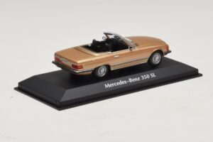 Mercedes 350 SL R107 Auksinis Maxichamps 1:43 940033431 Metalas - nuotrauka 2 iš 4