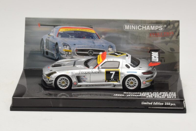 Mercedes SLS AMG GT3 #7 Black Falcon Jager / Seyffarth 24 Hours of Dubai 2011 Minichamps 1:43 Mercedes SLS AMG GT3 #7 Black Falcon Jager / Seyffarth 24 Hours of Dubai 2011 Minichamps 1:43 437110307 Metalas