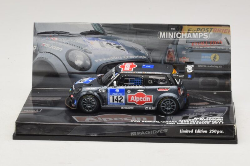 Mini Cooper #142 Von Bohlen / F. Grohs Schirra Motorsport Nurburgring 24 Hours 2011 Minichamps 1:43 Mini Cooper #142 Von Bohlen / F. Grohs Schirra Motorsport Nurburgring 24 Hours 2011 Minichamps 1:43 43112142 Metalas