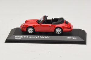 Porsche 911 964 Carrera 2 Cabriolet Raudonas Minichamps 1:43 430067330 Metalas