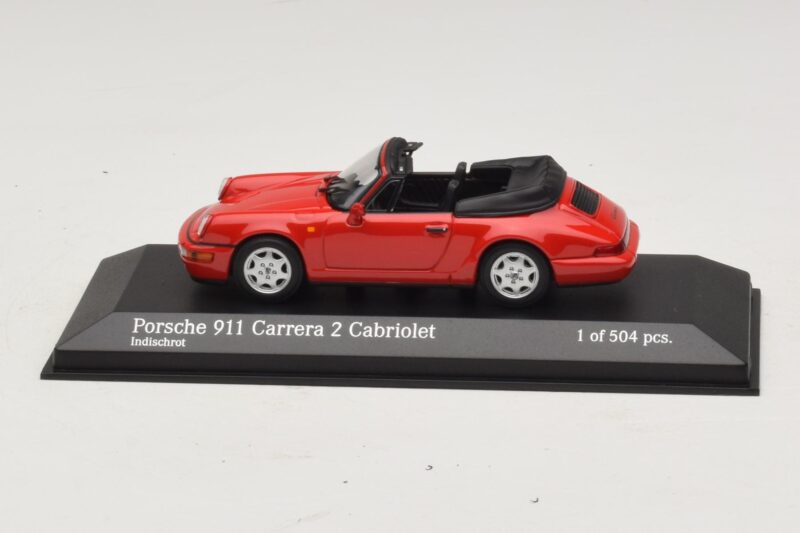 Porsche 911 964 Carrera 2 Cabriolet Raudonas Minichamps 1:43 430067330 Metalas