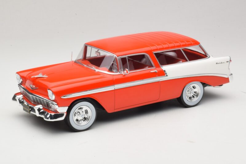 Chevrolet Bel Air Nomad Custom Šviesiai Raudona & Baltas KK-Scale 1:18 KKDC181291 Metalas