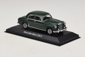 Mercedes 220 S W180 Tamsiai Žalias Maxichamps 1:43 940033001 Metalas - nuotrauka 3 iš 5