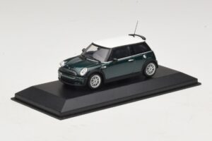 Mini Cooper One R50 Aero Green Su Baltu Stogu Minichamps 1:43 MINI011 Metalas - nuotrauka 2 iš 5
