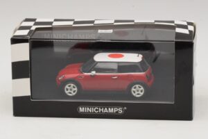 Mini Cooper One R50 Raudonas Su Japonijos Vėliava Minichamps 1:43 MINI034 Metalas - nuotrauka 5 iš 5