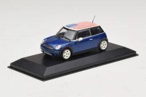 Mini Cooper S R53 Mėlynas Su Amerikos Vėliava Minichamps 1:43 MINI014 Metalas - nuotrauka 2 iš 5