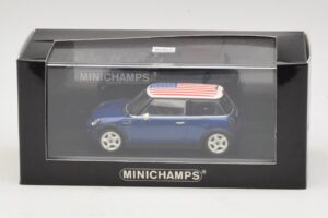 Mini Cooper S R53 Mėlynas Su Amerikos Vėliava Minichamps 1:43 MINI014 Metalas - nuotrauka 5 iš 5