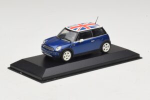 Mini Cooper S R53 Mėlynas Su Britanijos Vėliava Minichamps 1:43 MINI026 Metalas - nuotrauka 2 iš 4