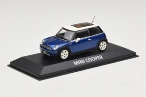 Mini Cooper S R53 Tamsiai Mėlynas Su Panoraminiu Stogu Minichamps 1:43 MINI021 Metalas - nuotrauka 2 iš 4