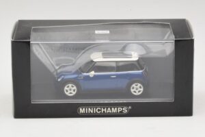 Mini Cooper S R53 Tamsiai Mėlynas Su Panoraminiu Stogu Minichamps 1:43 MINI021 Metalas - nuotrauka 4 iš 4