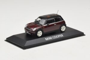 Mini Cooper S R53 Tamsiai Raudonas Su Juodu Stogu Minichamps 1:43 MINI028 Metalas - nuotrauka 2 iš 5