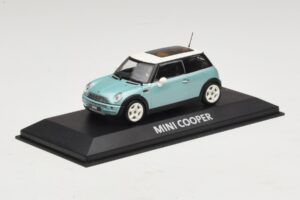 Mini Cooper S R53 Šviesiai Mėlynas Metalizuotas Su Panoraminiu Stogu Minichamps 1:43 MINI018 Metalas - nuotrauka 2 iš 4
