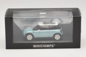 Mini Cooper S R53 Šviesiai Mėlynas Metalizuotas Su Panoraminiu Stogu Minichamps 1:43 MINI018 Metalas - nuotrauka 4 iš 4