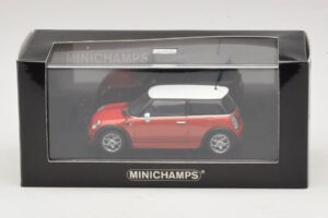 Mini Cooper S R53 Raudonas Su Baltu Stogu Minichamps 1:43 MINI025 Metalas - nuotrauka 5 iš 5